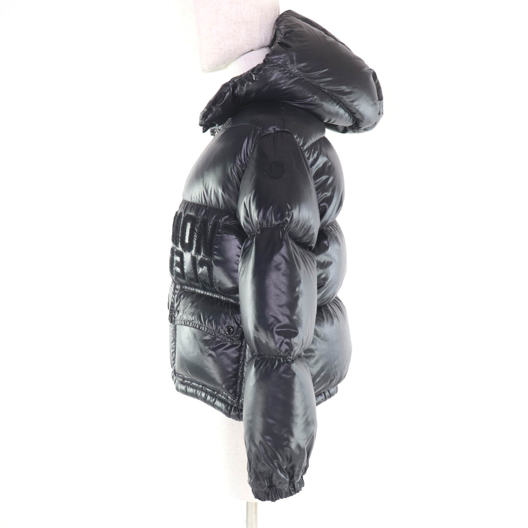 Excellent MONCLER Down jacket ABBAYE Front logo Hooded ZIP UP black Nylon Women