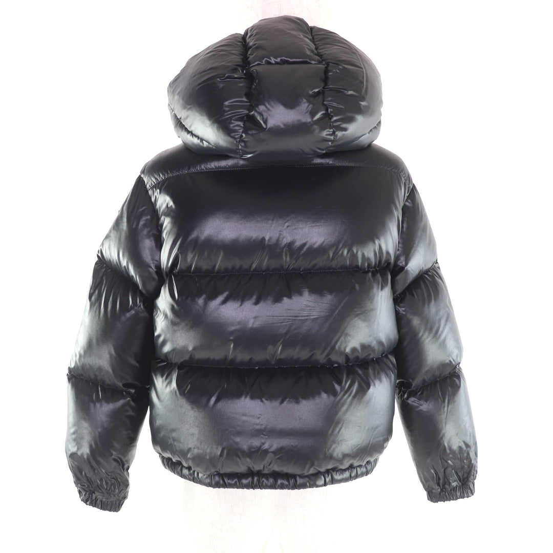Excellent MONCLER Down jacket ABBAYE Front logo Hooded ZIP UP black Nylon Women