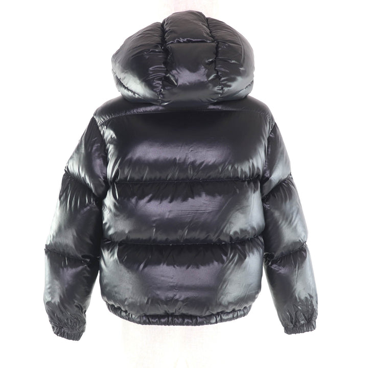 Excellent MONCLER Down jacket ABBAYE Front logo Hooded ZIP UP black Nylon Women