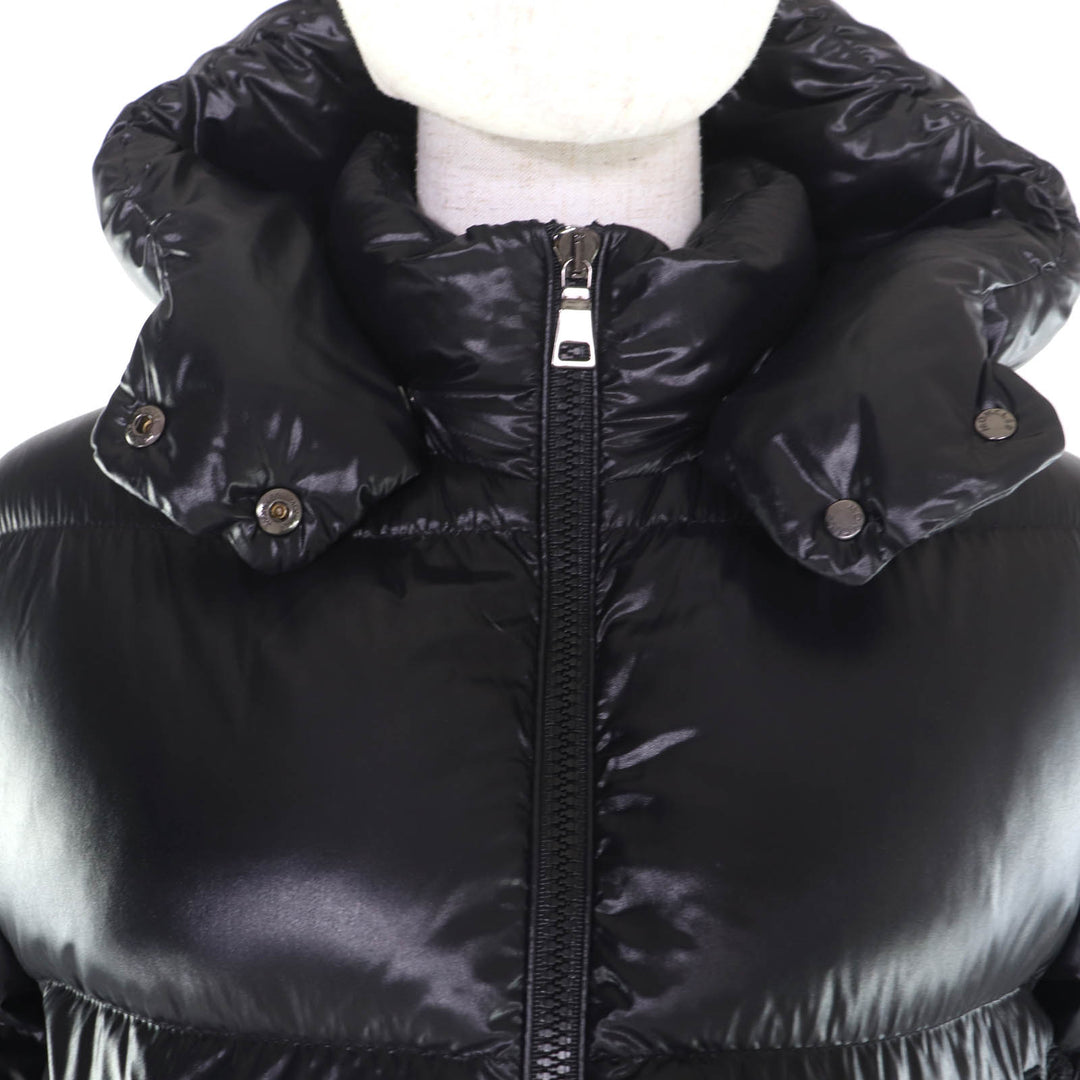 Excellent MONCLER Down jacket ABBAYE Front logo Hooded ZIP UP black Nylon Women