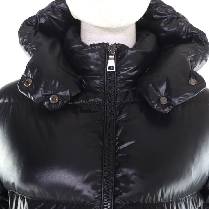Excellent MONCLER Down jacket ABBAYE Front logo Hooded ZIP UP black Nylon Women