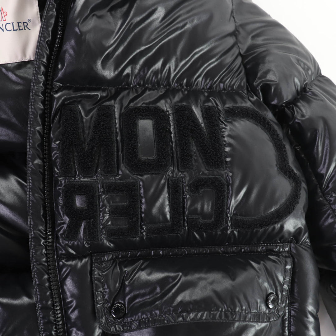 Excellent MONCLER Down jacket ABBAYE Front logo Hooded ZIP UP black Nylon Women