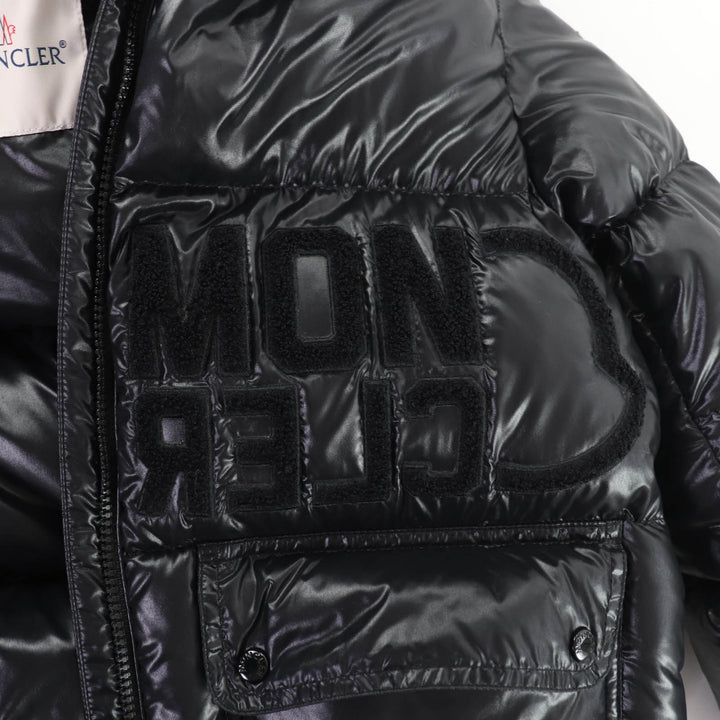 Excellent MONCLER Down jacket ABBAYE Front logo Hooded ZIP UP black Nylon Women
