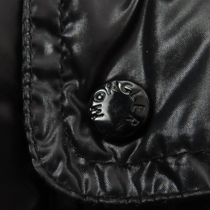 Excellent MONCLER Down jacket ABBAYE Front logo Hooded ZIP UP black Nylon Women