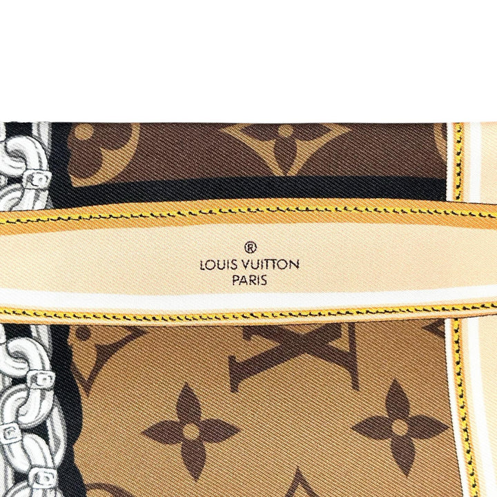 Excellent LOUIS VUITTON scarf Bando-Monog Lamb Confidential Marron silk M78655