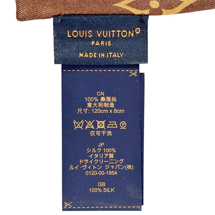 Excellent LOUIS VUITTON scarf Bando-Monog Lamb Confidential Marron silk M78655