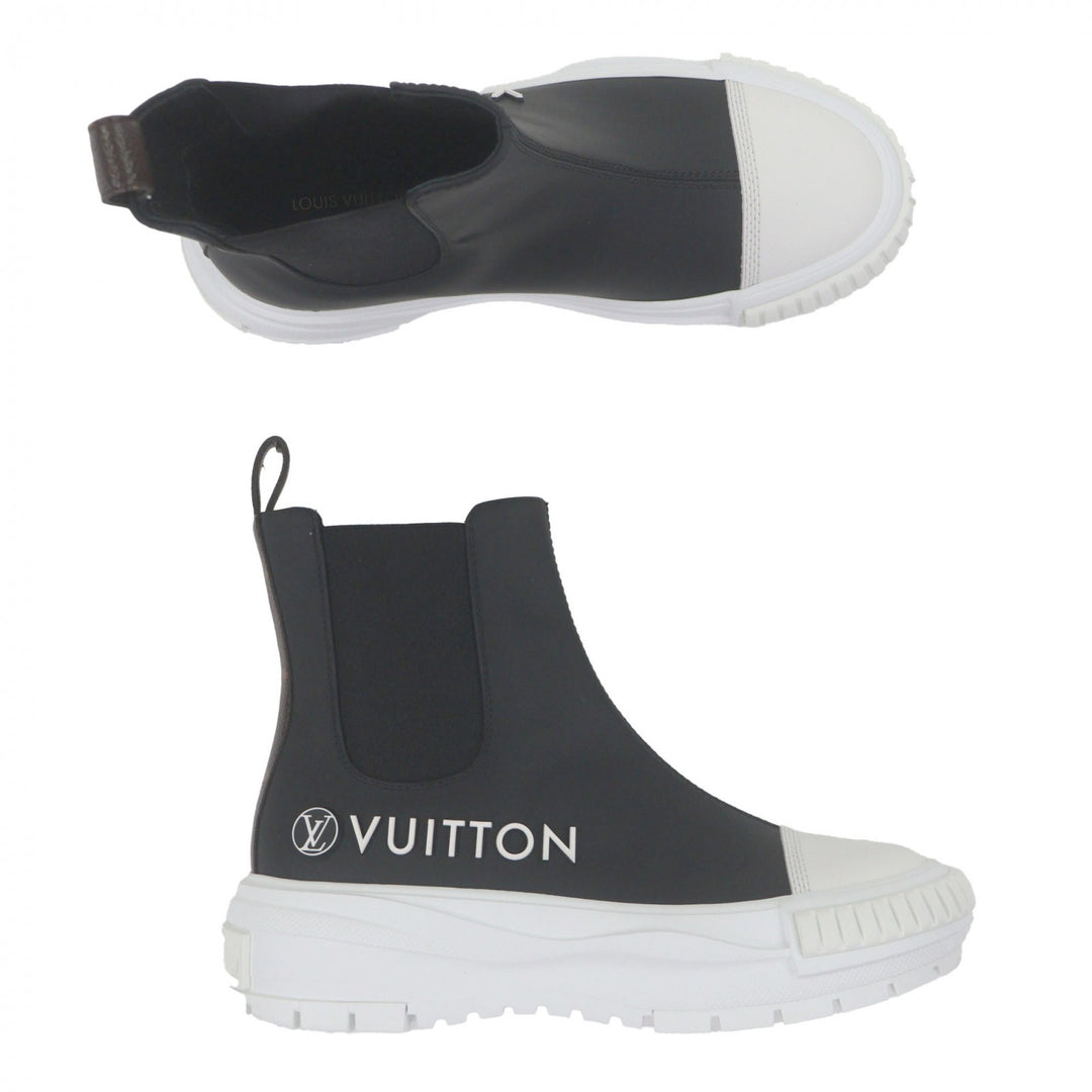 Pristine LOUIS VUITTON High cut sneakers Side gore boots black mens 37.5