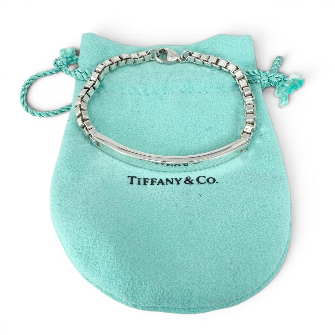 Great TIFFANY&Co. bracelet Venetian Link ID Bracelet Silver SV925 Women