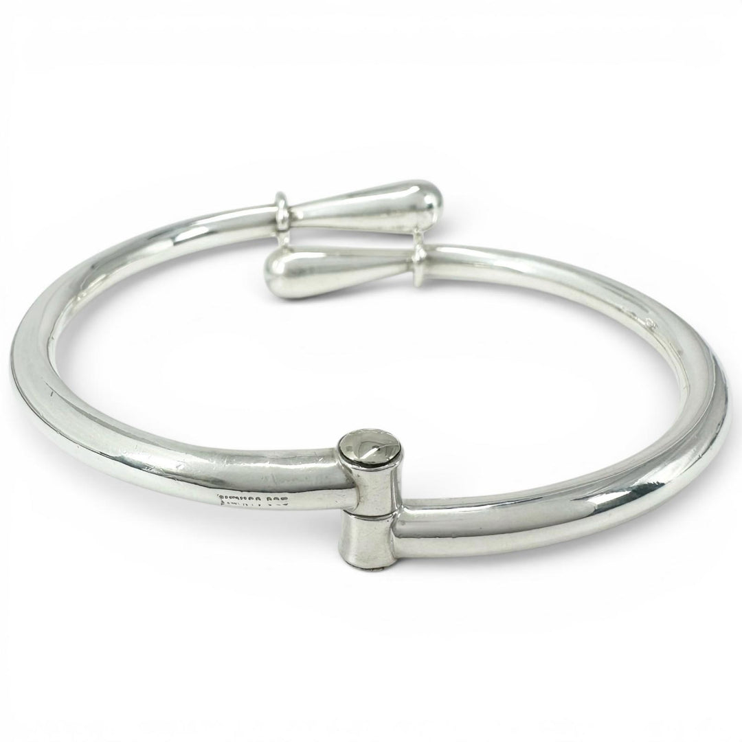 Great TIFFANY&Co. Bangle Mexican hinge Vintage Bypass Design Silver SV925 mens