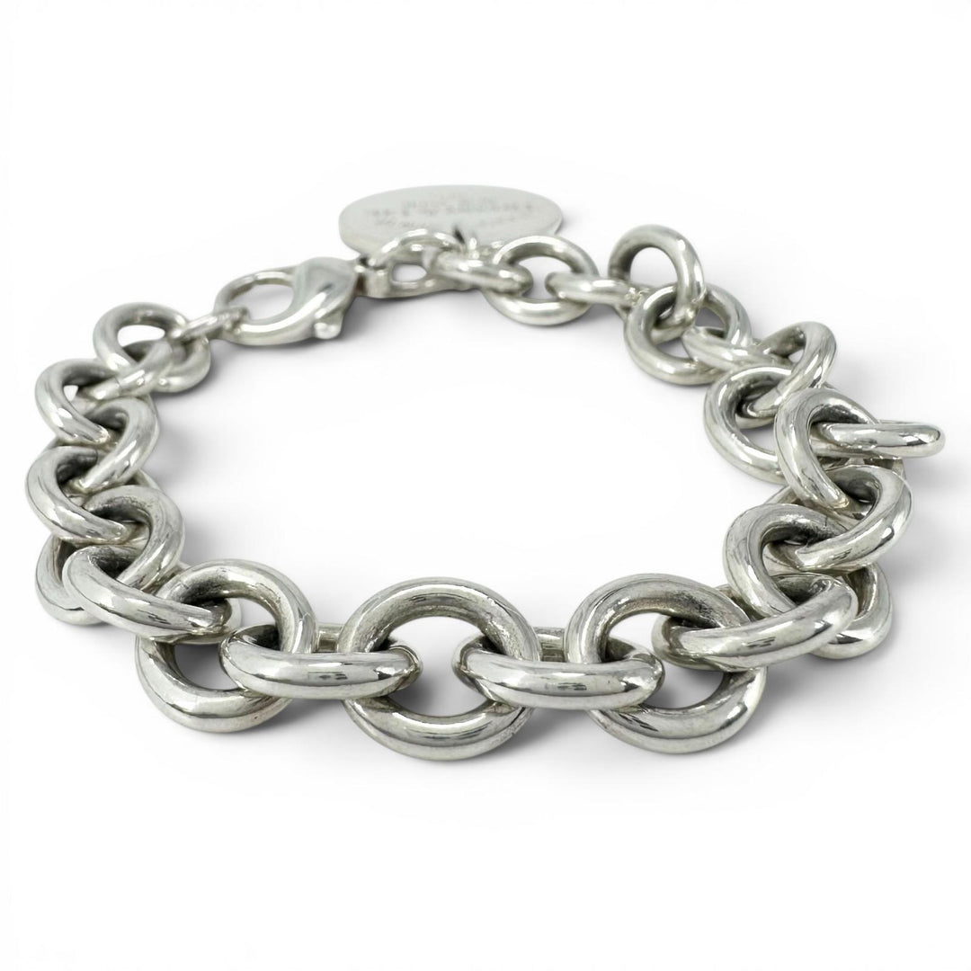 Great TIFFANY&Co. bracelet Return to TIFFANY&Co. Round Tag Chain design Silver