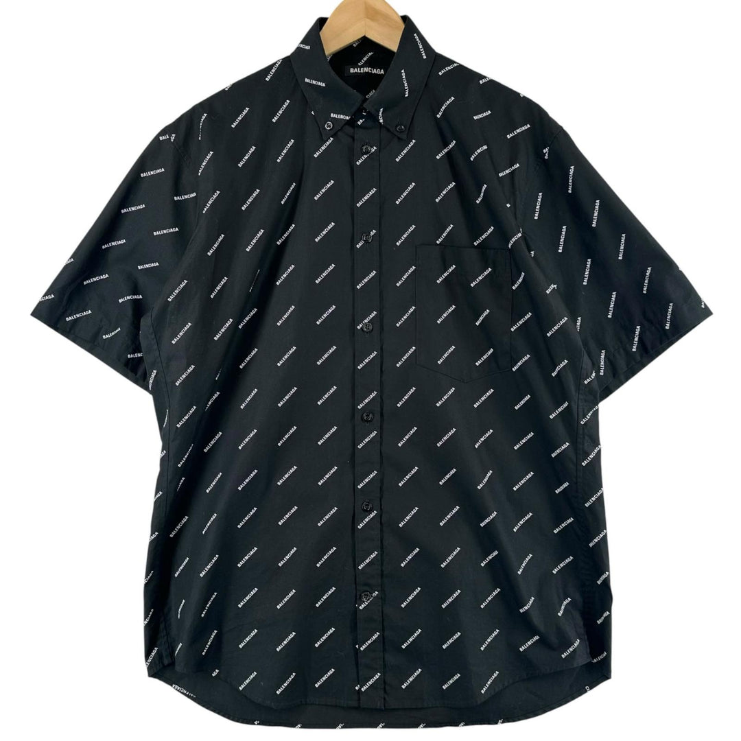 Excellent BALENCIAGA Short sleeve shirt All Over Logo Short Sleeve Shirt