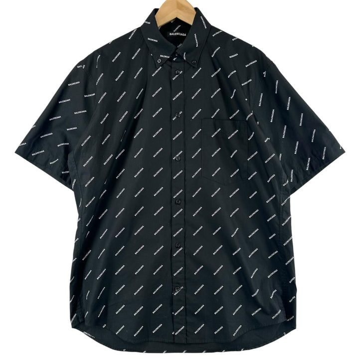 Excellent BALENCIAGA Short sleeve shirt All Over Logo Short Sleeve Shirt