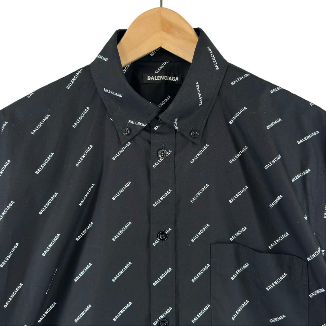 Excellent BALENCIAGA Short sleeve shirt All Over Logo Short Sleeve Shirt