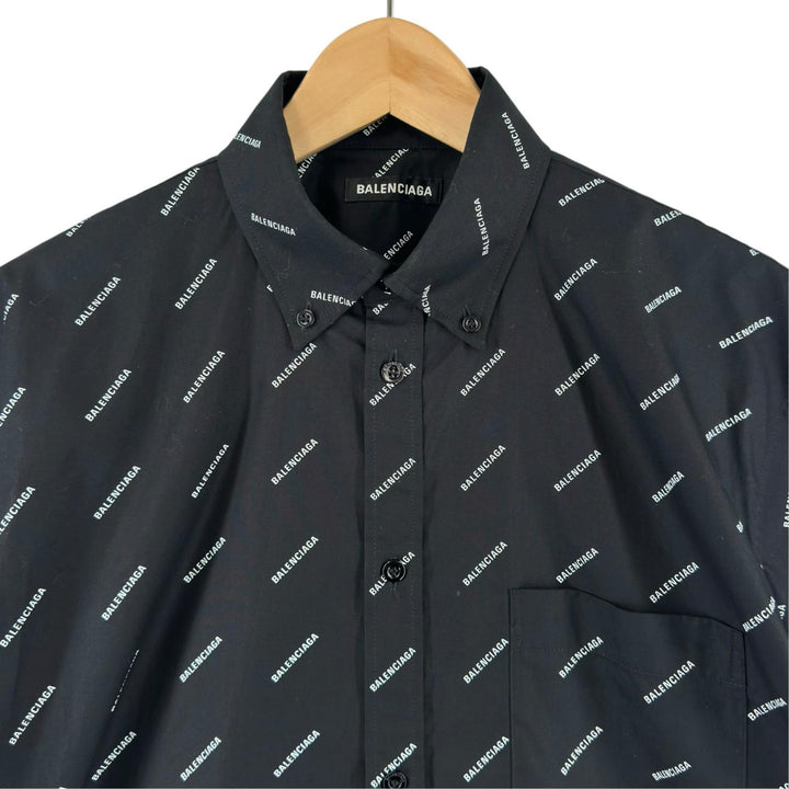 Excellent BALENCIAGA Short sleeve shirt All Over Logo Short Sleeve Shirt