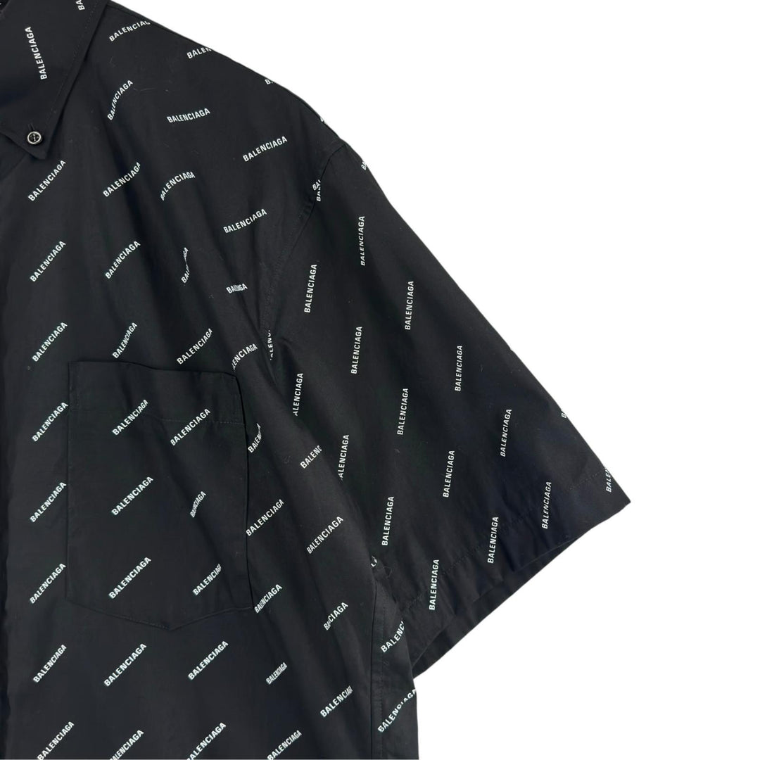 Excellent BALENCIAGA Short sleeve shirt All Over Logo Short Sleeve Shirt