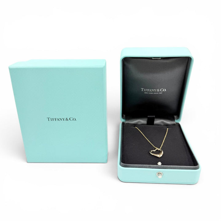 Excellent TIFFANY&Co. Necklace Open Heart Pendant Yellow Gold AU750 Women