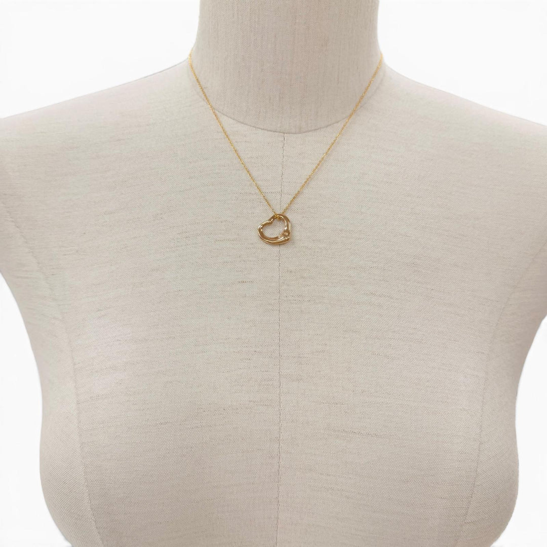 Excellent TIFFANY&Co. Necklace Open Heart Pendant Yellow Gold AU750 Women