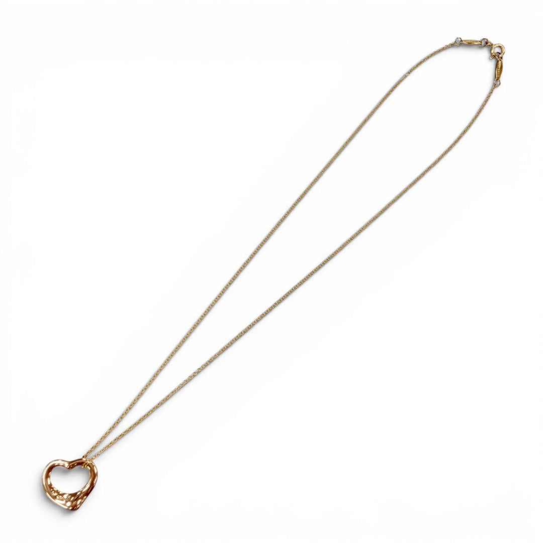 Excellent TIFFANY&Co. Necklace Open Heart Pendant Yellow Gold AU750 Women