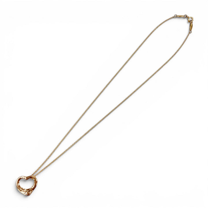 Excellent TIFFANY&Co. Necklace Open Heart Pendant Yellow Gold AU750 Women