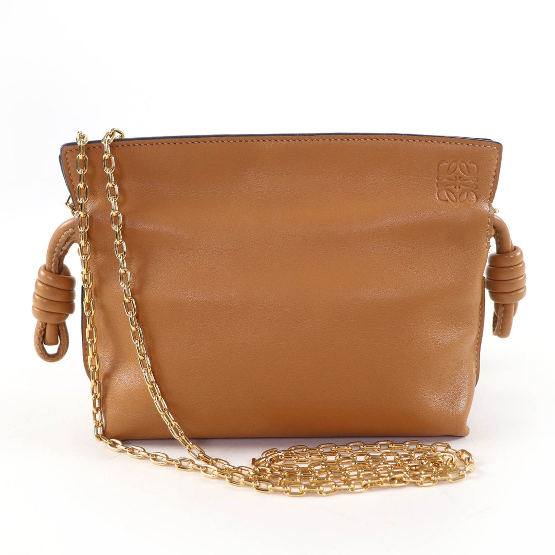 Very Good LOEWE Flamenco Clutch Nano Chain Shoulder Bag warm dessert