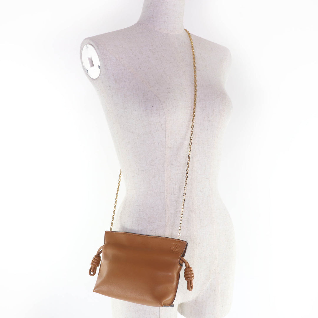 Very Good LOEWE Flamenco Clutch Nano Chain Shoulder Bag warm dessert