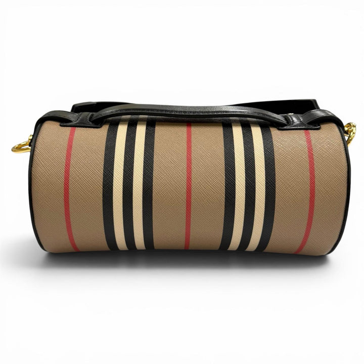 Pristine BURBERRY Nova Check Pattern 2-way Leather Barrel Bag 8030456