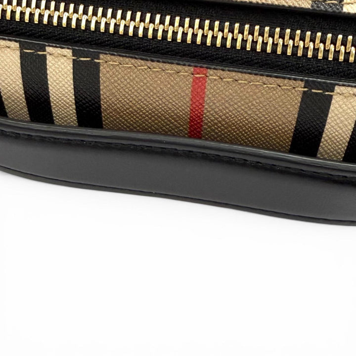 Pristine BURBERRY Nova Check Pattern 2-way Leather Barrel Bag 8030456