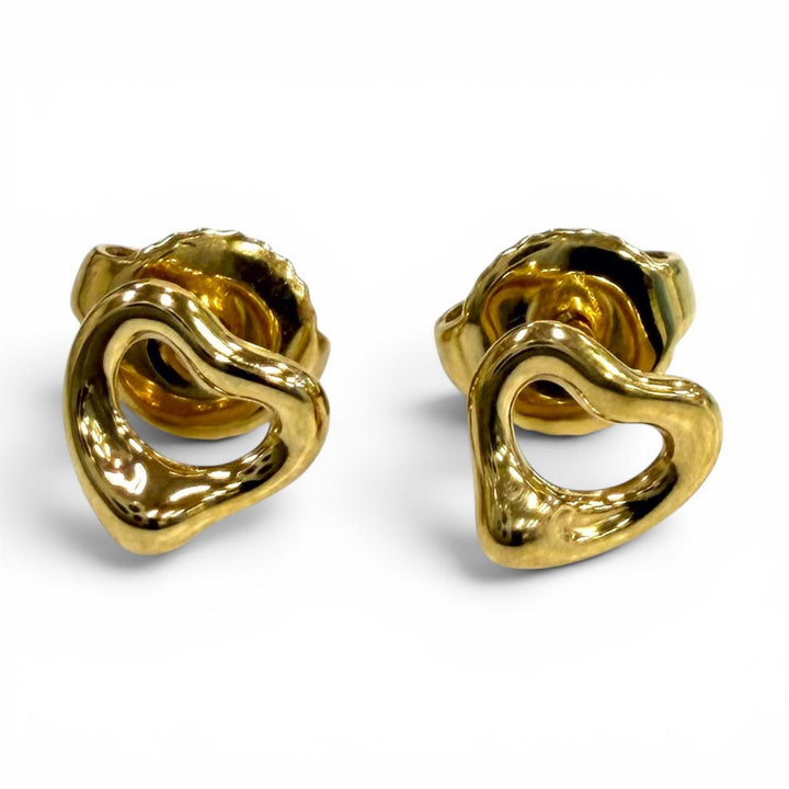 Excellent TIFFANY&Co. Pierce Open Heart Stud Pierce Extra mini Yellow Gold 750