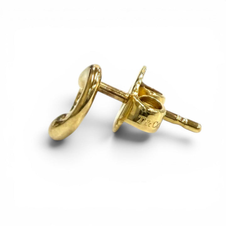 Excellent TIFFANY&Co. Pierce Open Heart Stud Pierce Extra mini Yellow Gold 750