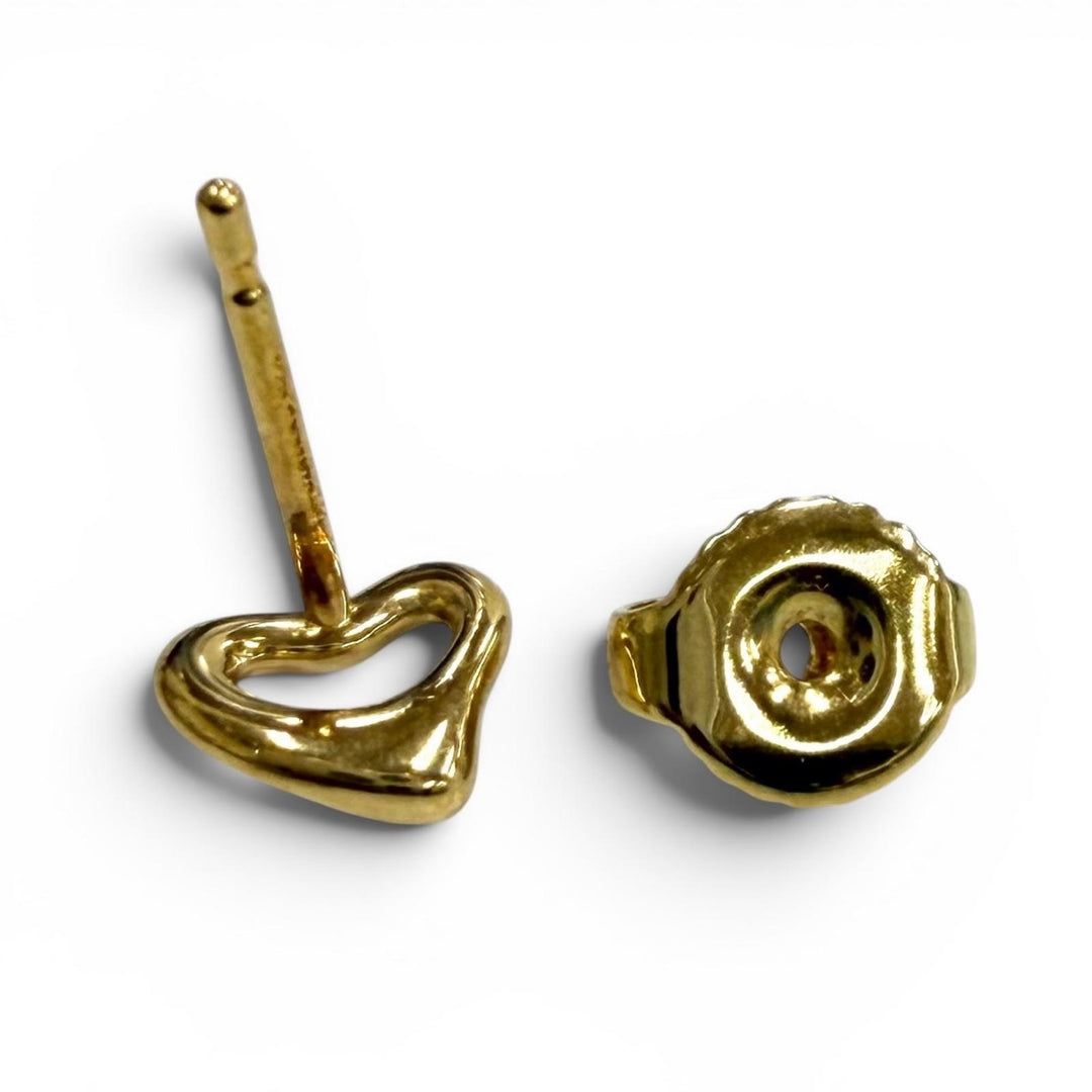 Excellent TIFFANY&Co. Pierce Open Heart Stud Pierce Extra mini Yellow Gold 750