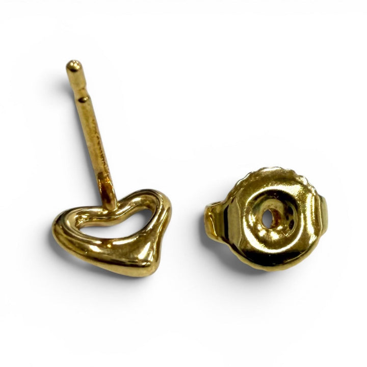 Excellent TIFFANY&Co. Pierce Open Heart Stud Pierce Extra mini Yellow Gold 750