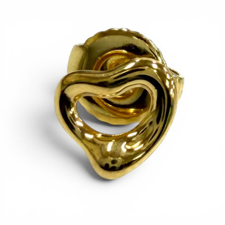Excellent TIFFANY&Co. Pierce Open Heart Stud Pierce Extra mini Yellow Gold 750