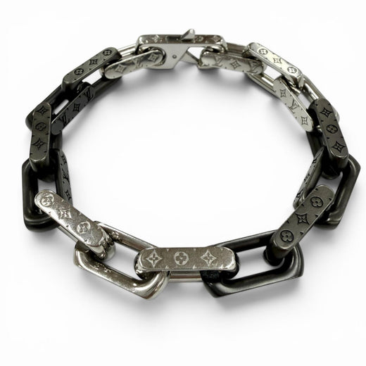 Great LOUIS VUITTON bracelet Monogram Chain Bracelet Silver mens M00687
