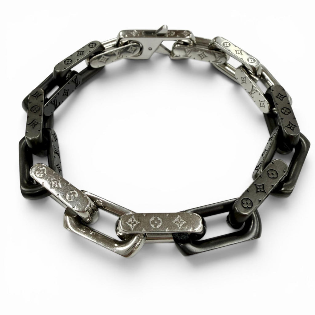 Great LOUIS VUITTON bracelet Monogram Chain Bracelet Silver mens