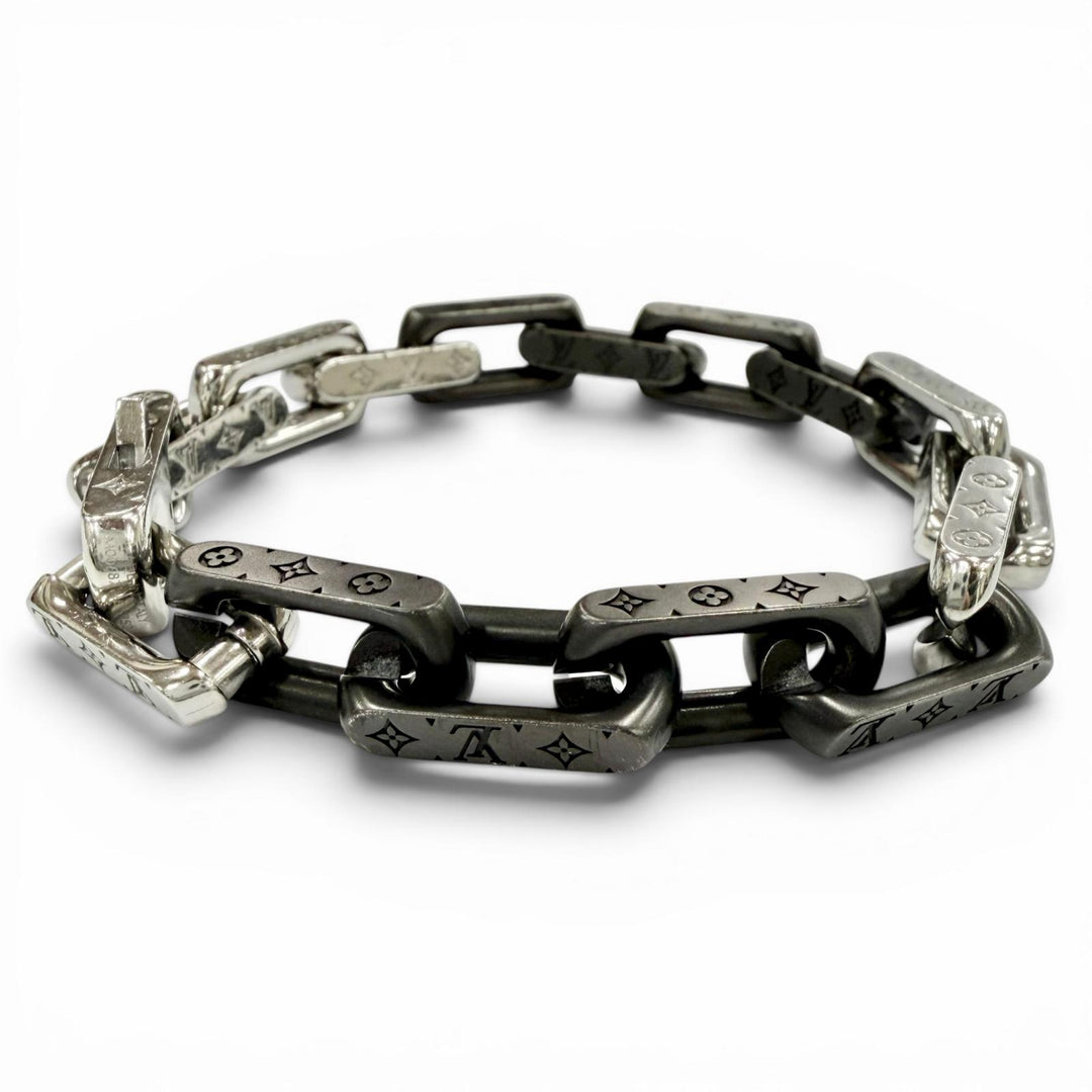 Great LOUIS VUITTON bracelet Monogram Chain Bracelet Silver mens M00687