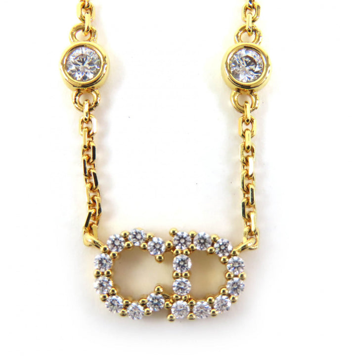 Excellent DIOR Necklace Clair D Lune Rhinestone faux pearl gold N3522WOMZI