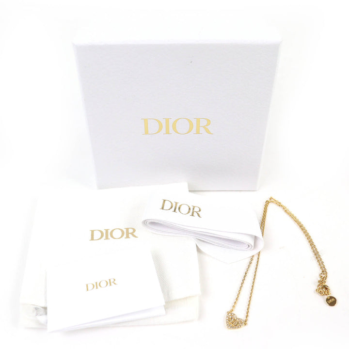 Excellent Christian Dior Necklace Clair D Lune Rhinestone logo heart N3477WOMCY