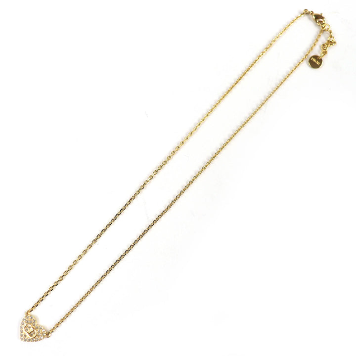 Excellent Christian Dior Necklace Clair D Lune Rhinestone logo heart N3477WOMCY