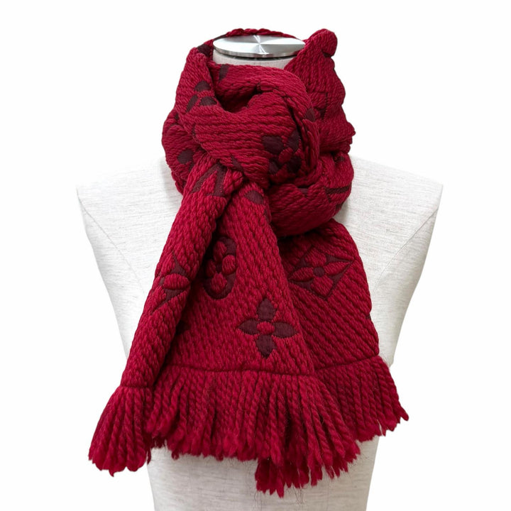 Great LOUIS VUITTON Scarf Echal Progomania With fringe wool Women 413287