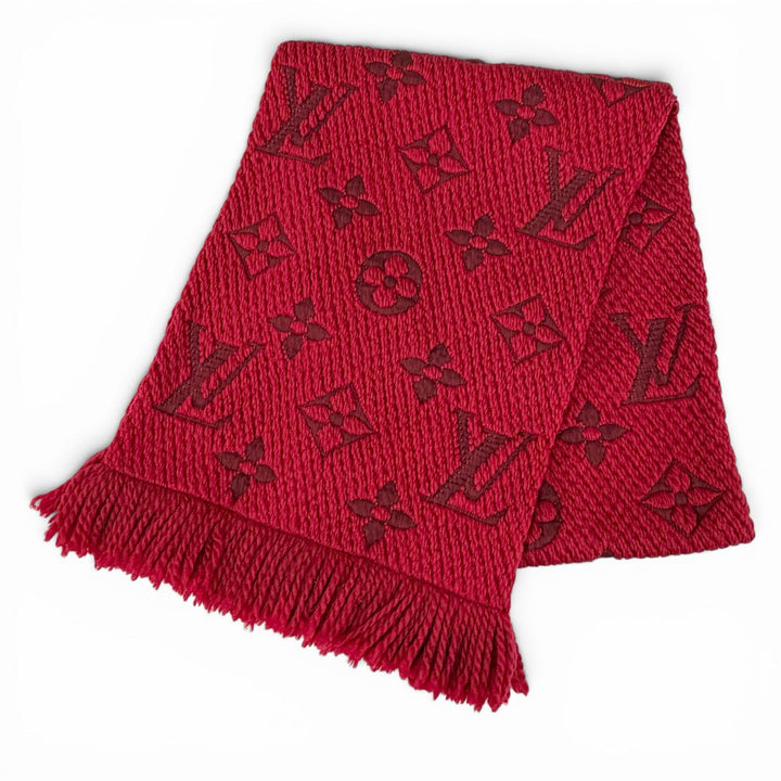 Great LOUIS VUITTON Scarf Escalp Logo Mania Ruby wool Women 413287