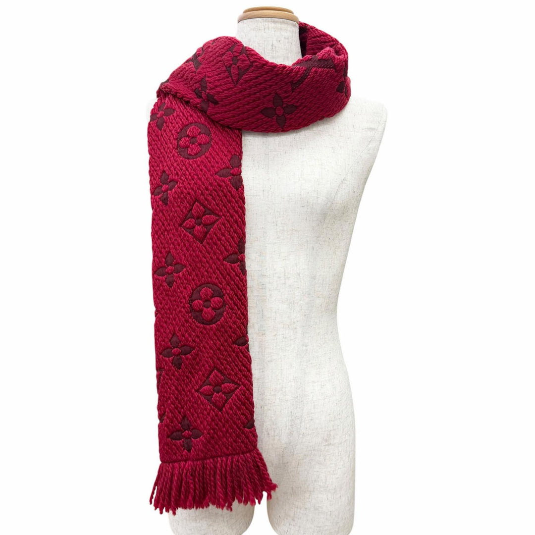 Great LOUIS VUITTON Scarf Escalp Logo Mania Ruby wool Women 413287
