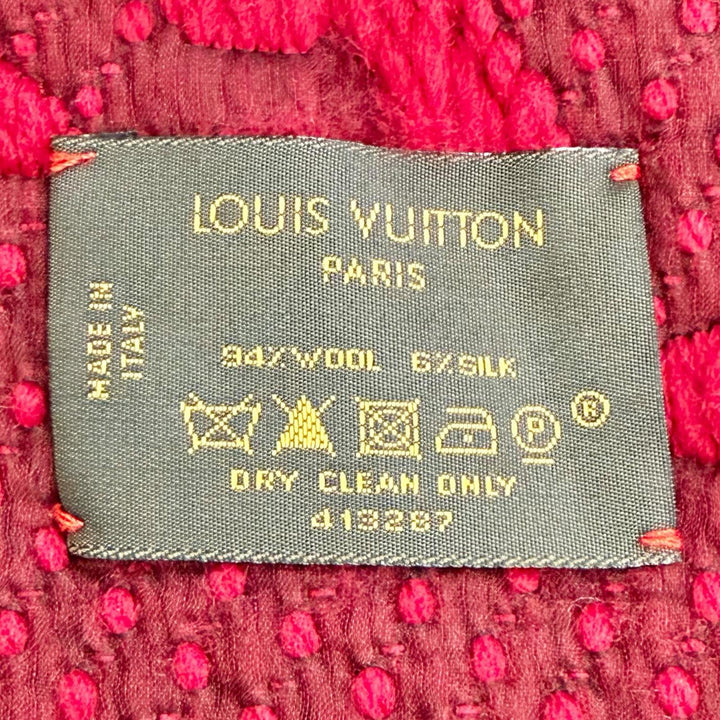 Great LOUIS VUITTON Scarf Escalp Logo Mania Ruby wool Women 413287