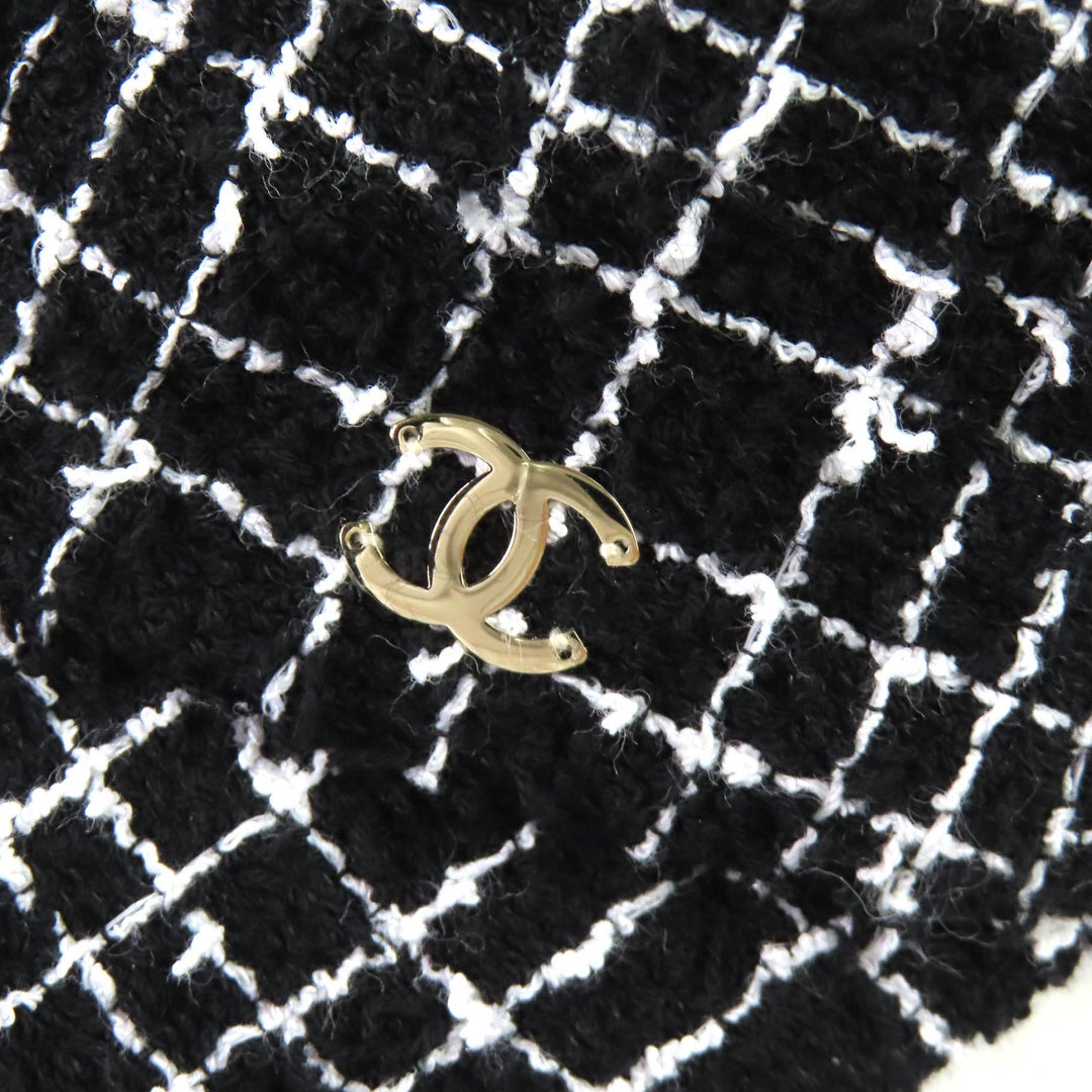Great CHANEL cap COCO Mark Tweed Baseball Cap black cotton Women 23B