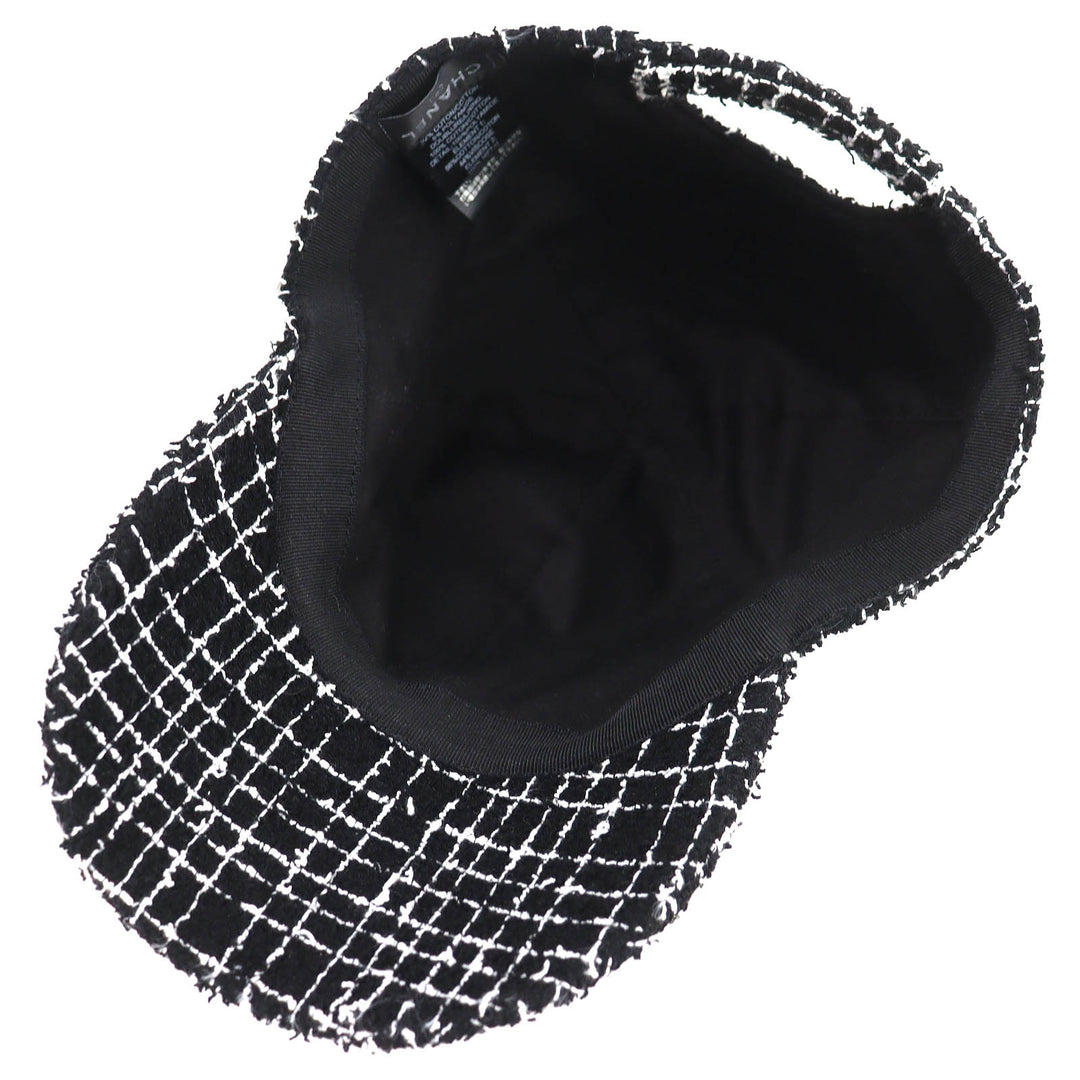 Great CHANEL cap COCO Mark Tweed Baseball Cap black cotton Women 23B
