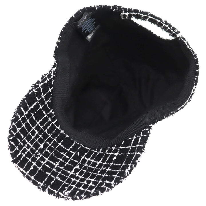 Great CHANEL cap COCO Mark Tweed Baseball Cap black cotton Women 23B