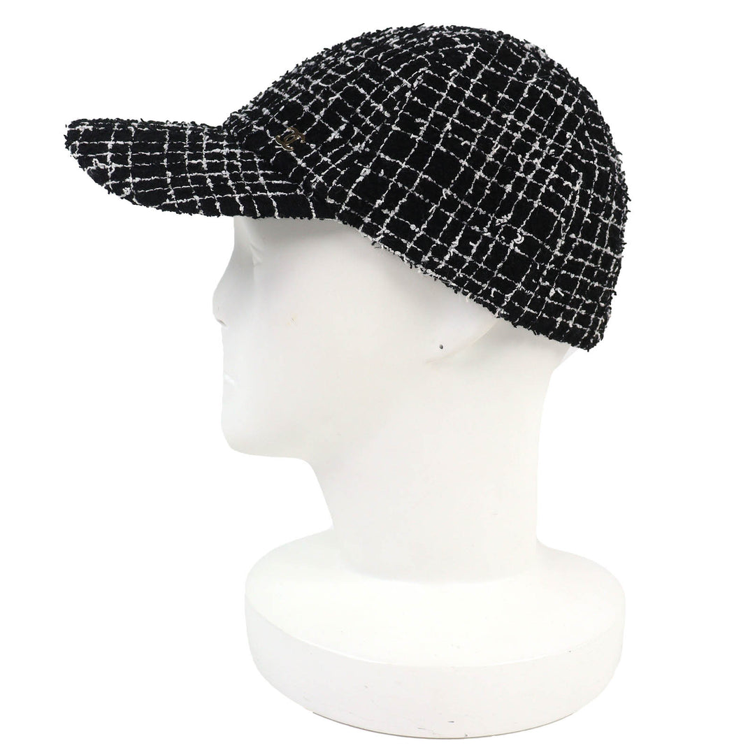 Great CHANEL cap COCO Mark Tweed Baseball Cap black cotton Women 23B