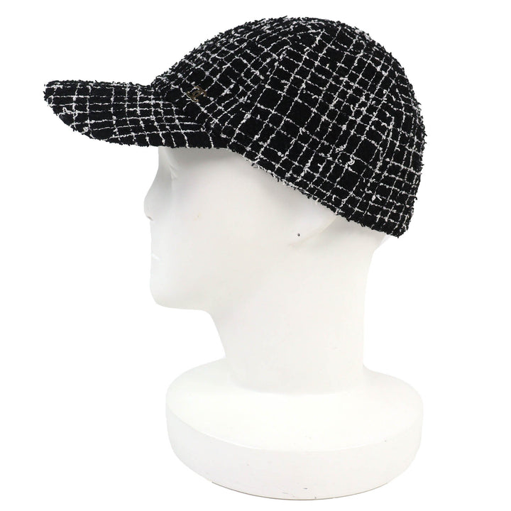 Great CHANEL cap COCO Mark Tweed Baseball Cap black cotton Women 23B