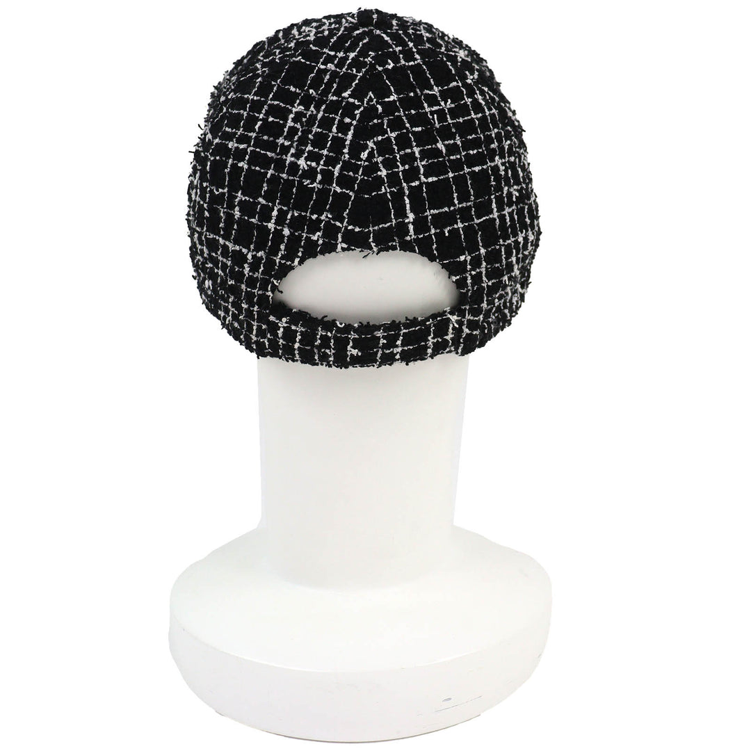 Great CHANEL cap COCO Mark Tweed Baseball Cap black cotton Women 23B