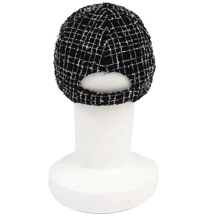 Great CHANEL cap COCO Mark Tweed Baseball Cap black cotton Women 23B
