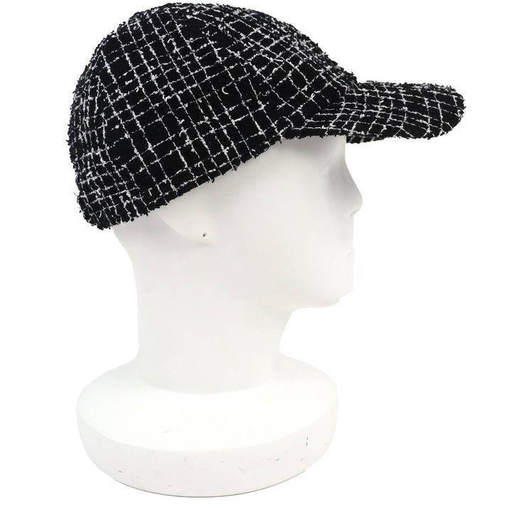 Great CHANEL cap COCO Mark Tweed Baseball Cap black cotton Women 23B